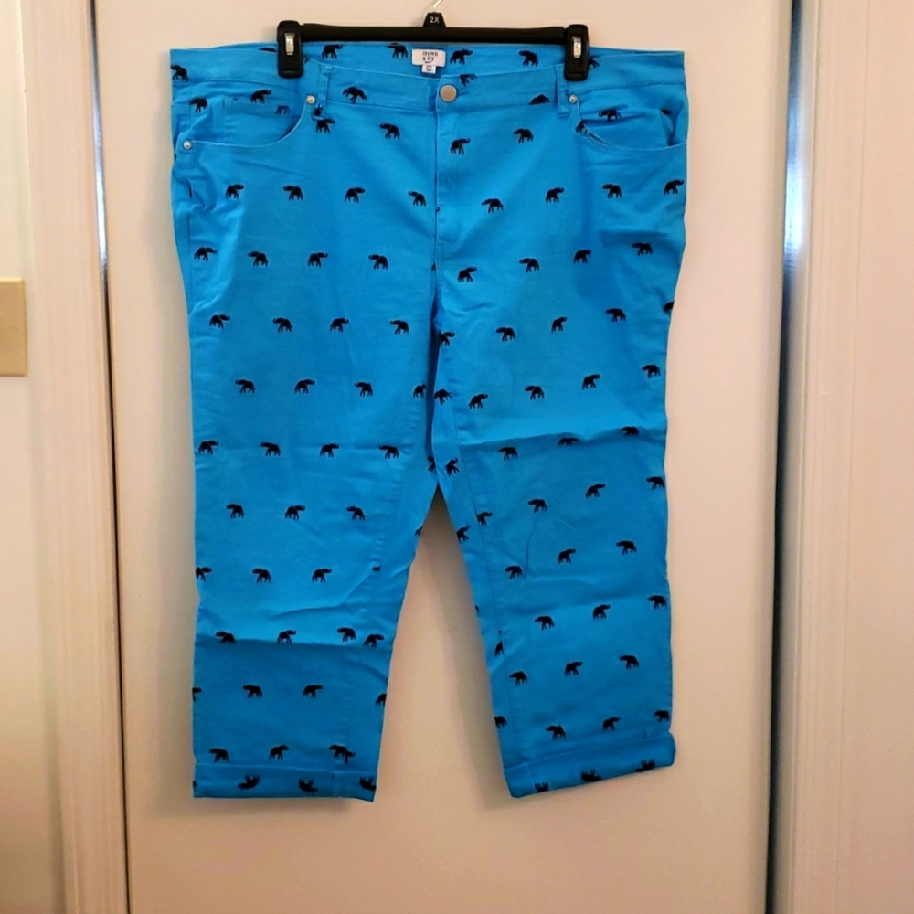 24w blue pants with elephants
